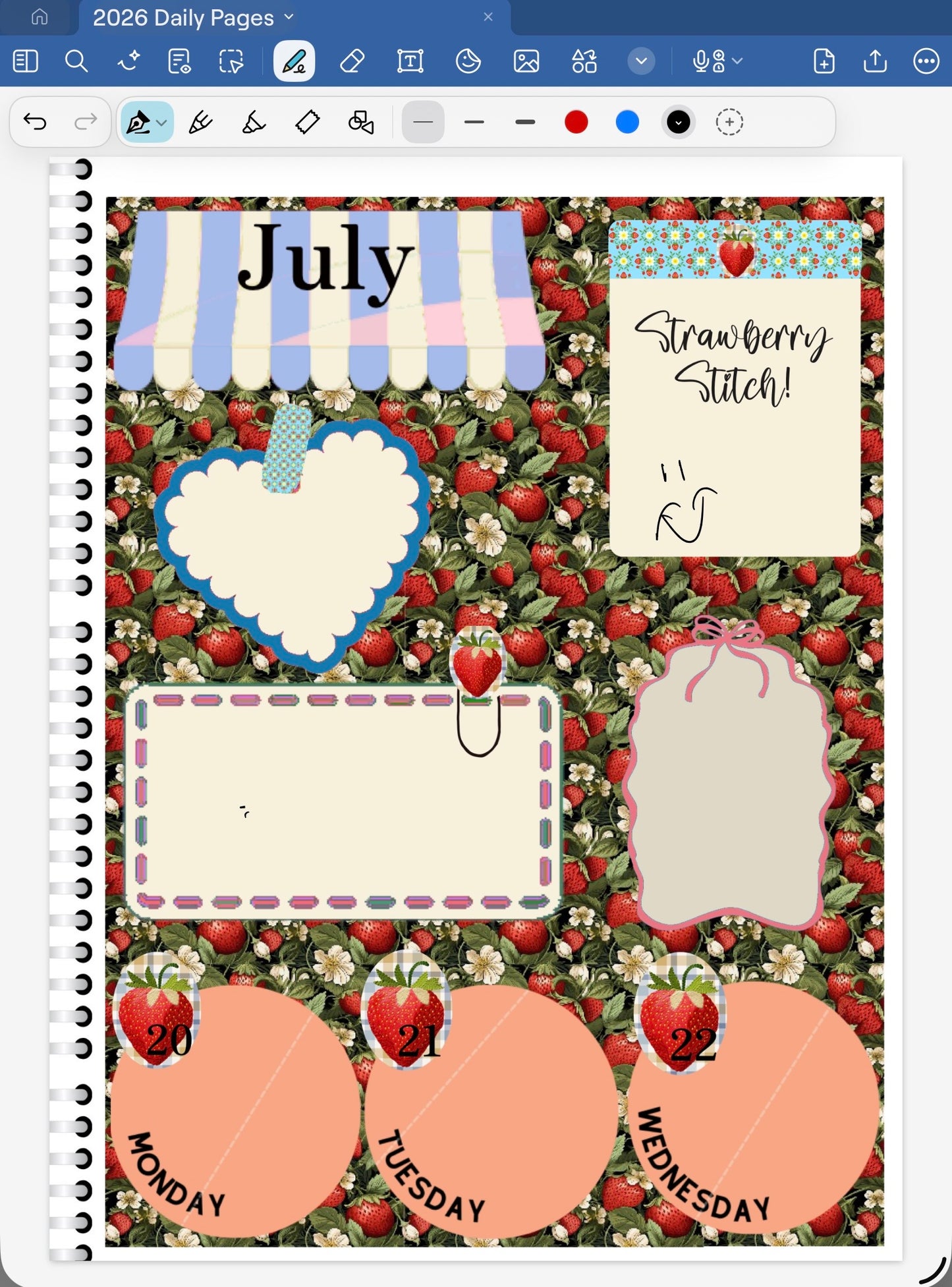 Strawberry Stitch! GoodNotes Sticker Bundle – Digital Planner Stickers for iPad, Pre-Cropped Aesthetic Stickers Pack (8800-BU)