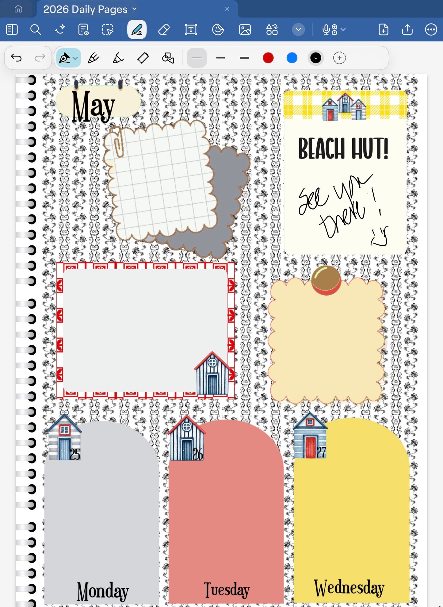 Dorset Beach Hut! GoodNotes Sticker Bundle – Digital Planner Stickers for iPad, Pre-Cropped Aesthetic Stickers Pack (8900-BU)