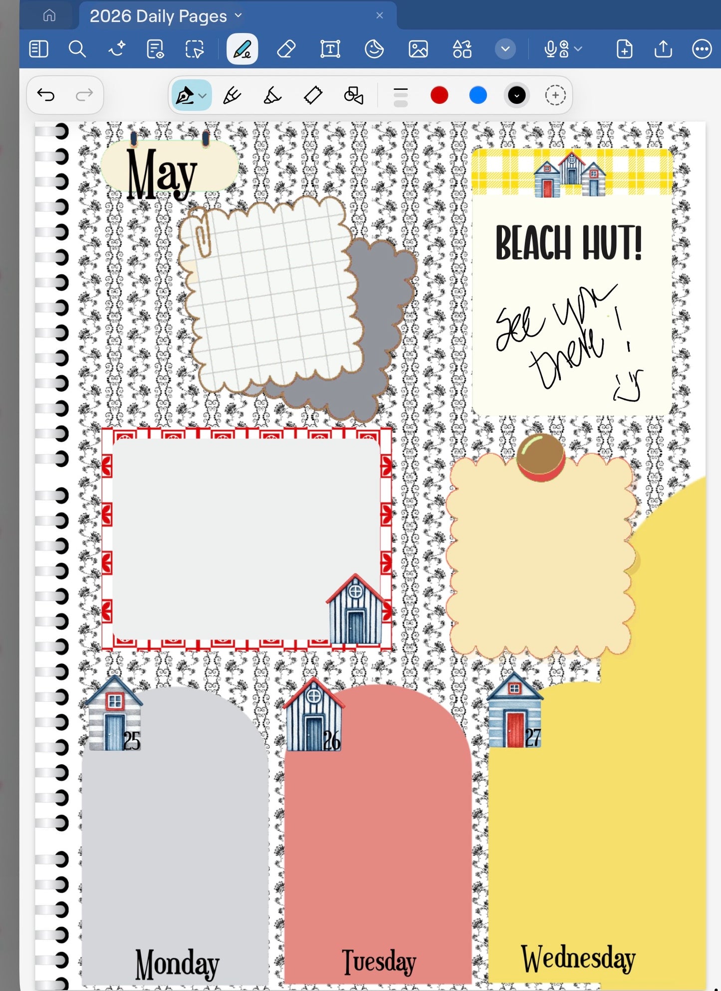 Dorset Beach Hut! GoodNotes Sticker Bundle – Digital Planner Stickers for iPad, Pre-Cropped Aesthetic Stickers Pack (8900-BU)