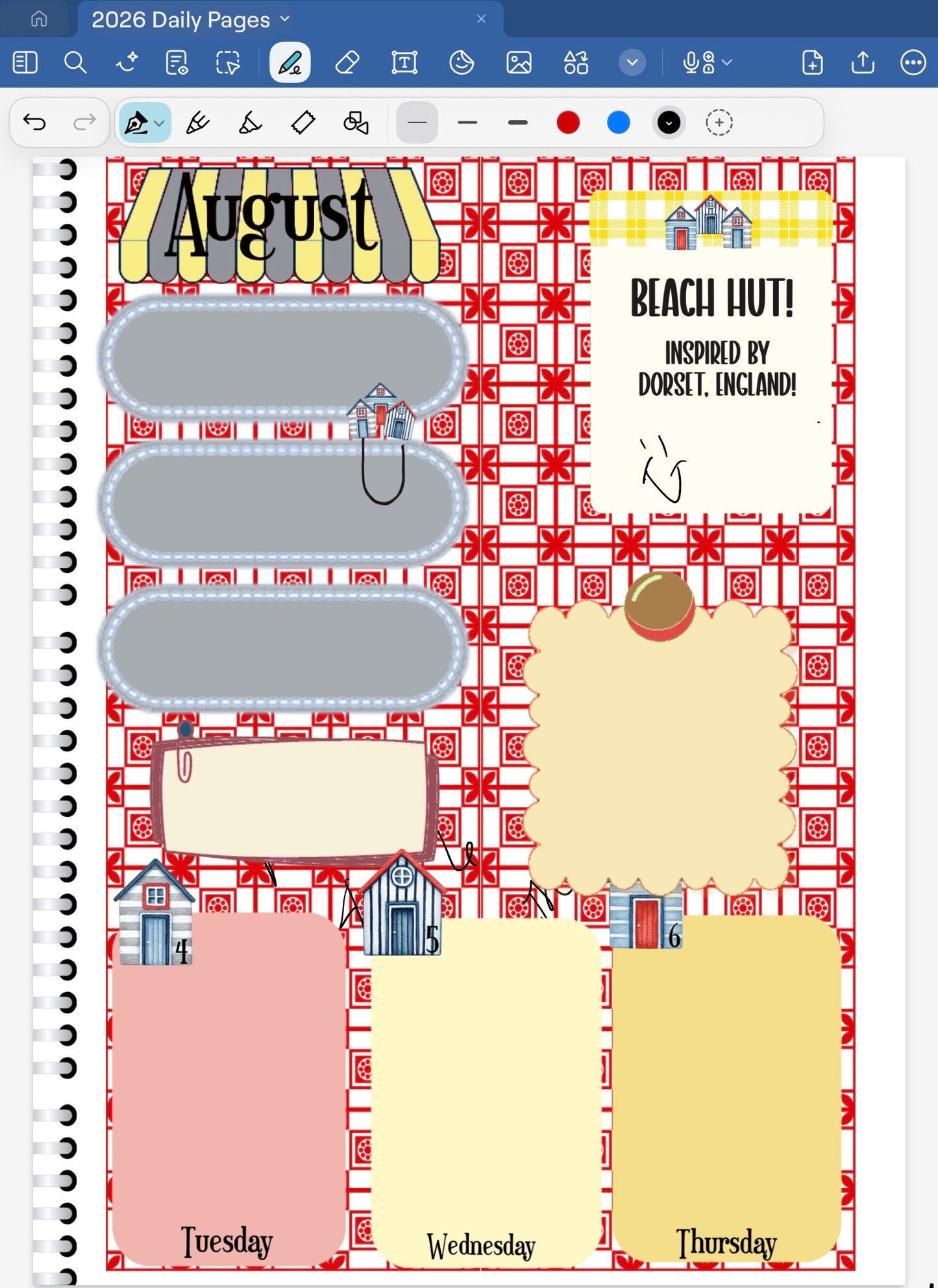 Dorset Beach Hut! GoodNotes Sticker Bundle – Digital Planner Stickers for iPad, Pre-Cropped Aesthetic Stickers Pack (8900-BU)