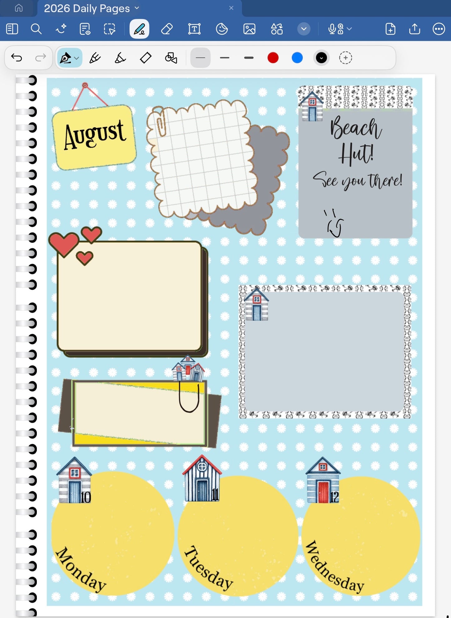 Dorset Beach Hut! GoodNotes Sticker Bundle – Digital Planner Stickers for iPad, Pre-Cropped Aesthetic Stickers Pack (8900-BU)