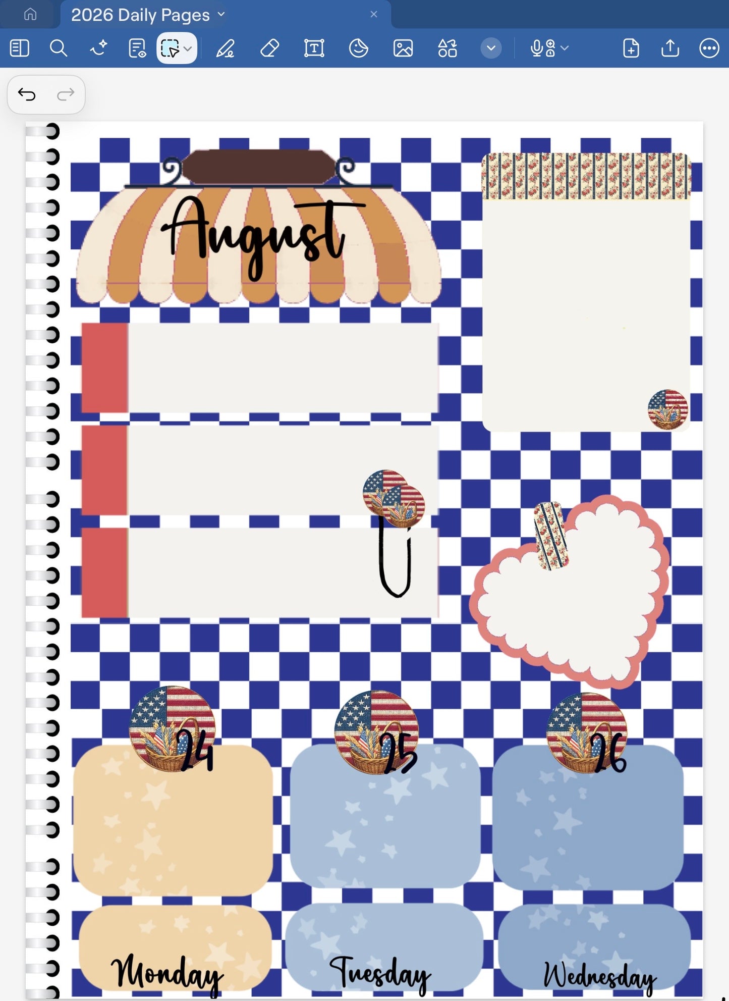 Americana Stitch! GoodNotes Sticker Bundle – Digital Planner Stickers for iPad, Pre-Cropped Aesthetic Stickers Pack (9100-BU)