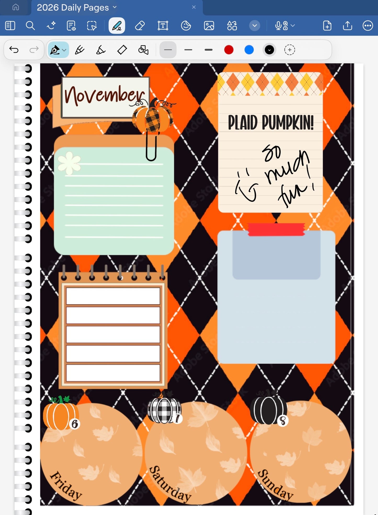Plaid Pumpkin! GoodNotes Sticker Bundle – Digital Planner Stickers for iPad, Pre-Cropped Aesthetic Stickers Pack (9300-BU)