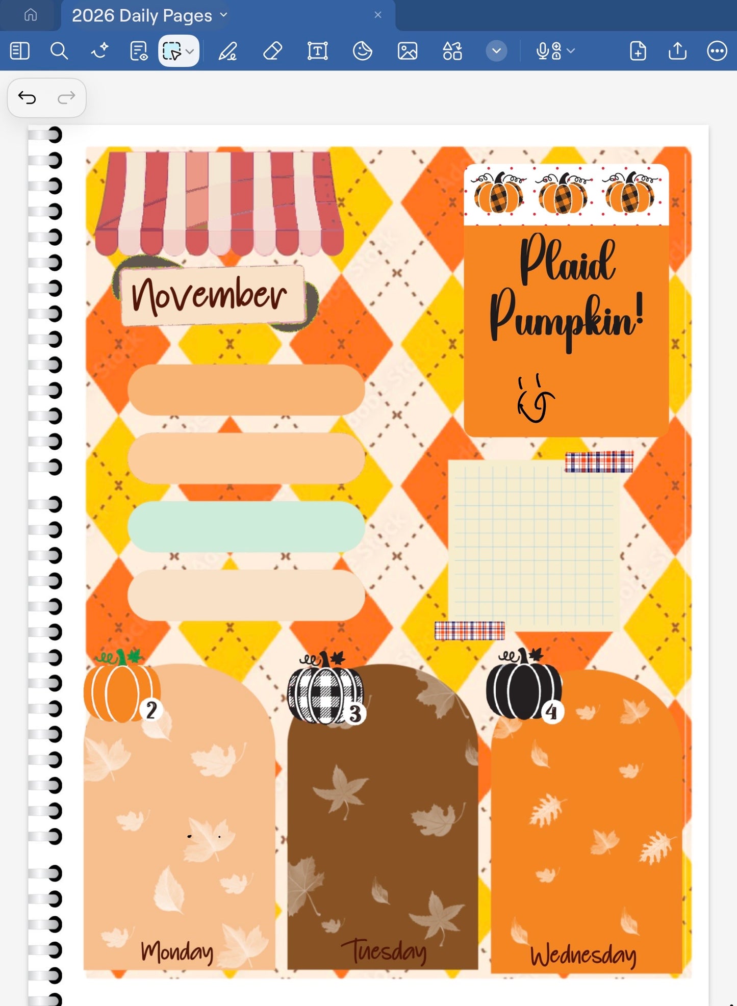 Plaid Pumpkin! GoodNotes Sticker Bundle – Digital Planner Stickers for iPad, Pre-Cropped Aesthetic Stickers Pack (9300-BU)