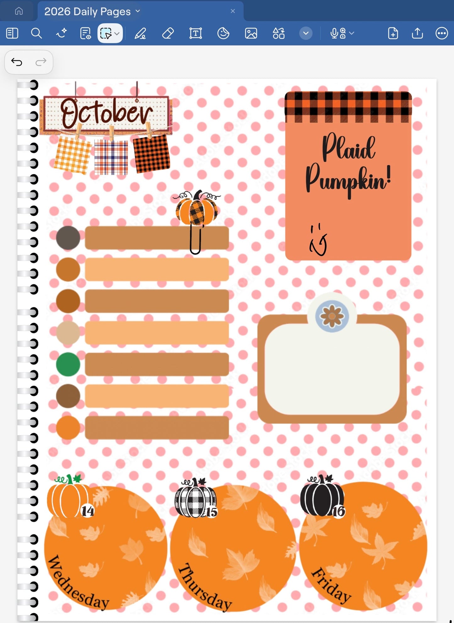 Plaid Pumpkin! GoodNotes Sticker Bundle – Digital Planner Stickers for iPad, Pre-Cropped Aesthetic Stickers Pack (9300-BU)