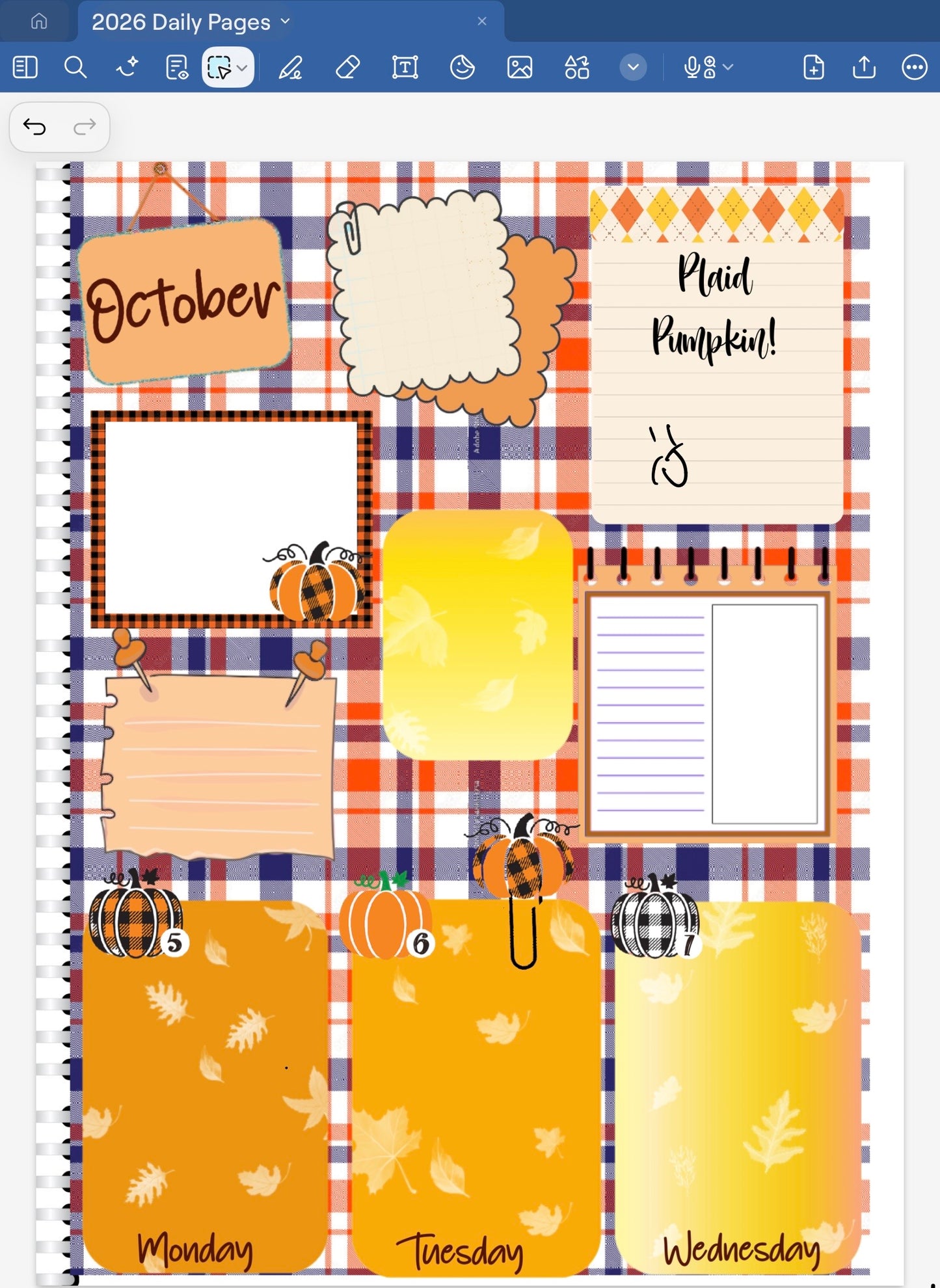 Plaid Pumpkin! GoodNotes Sticker Bundle – Digital Planner Stickers for iPad, Pre-Cropped Aesthetic Stickers Pack (9300-BU)