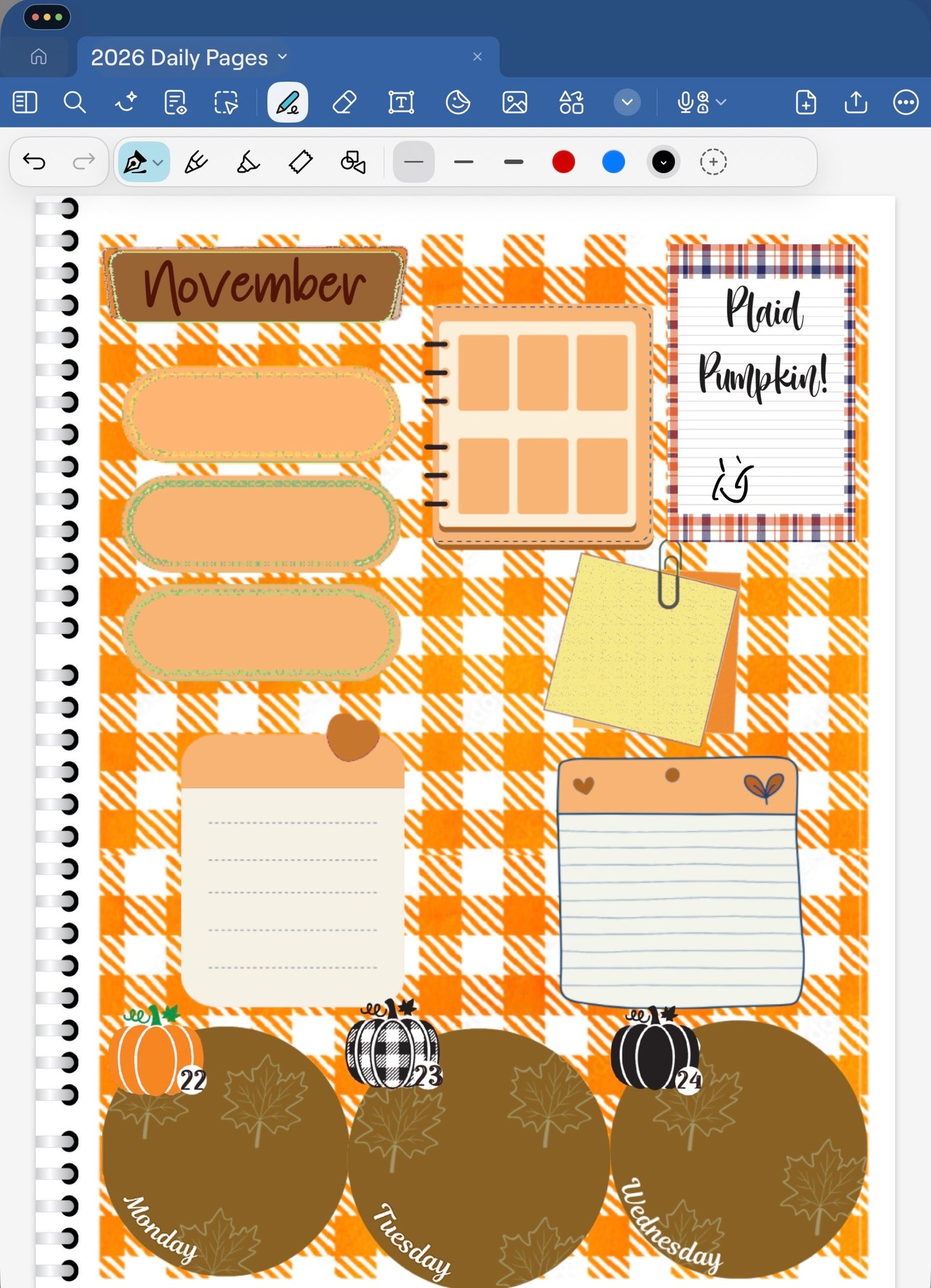 Plaid Pumpkin! GoodNotes Sticker Bundle – Digital Planner Stickers for iPad, Pre-Cropped Aesthetic Stickers Pack (9300-BU)