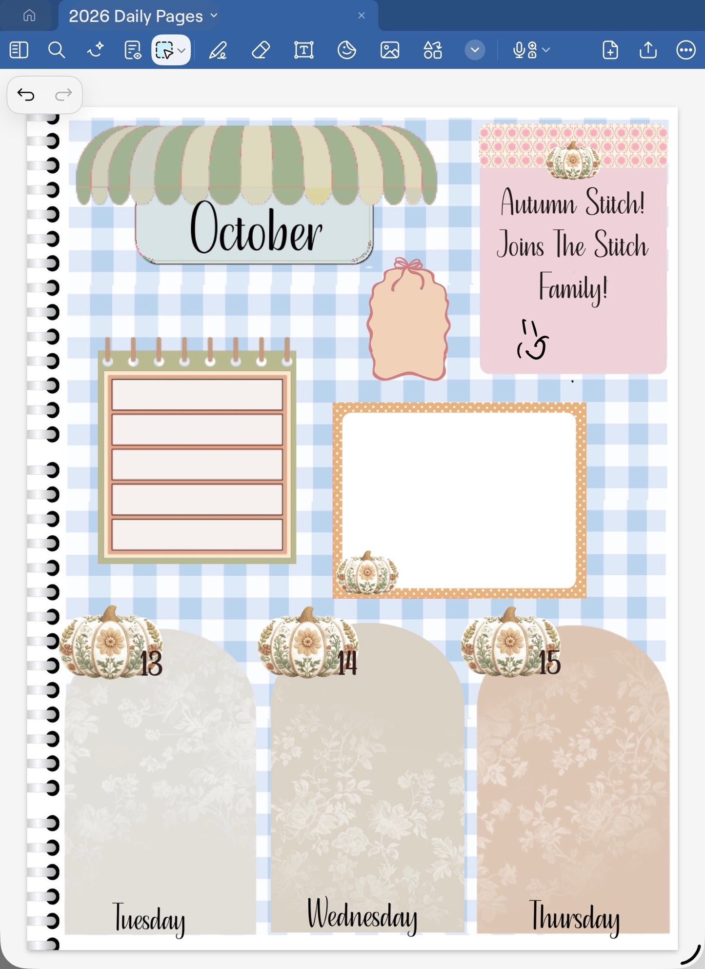 Autumn Stitch! GoodNotes Sticker Bundle – Digital Planner Stickers for iPad, Pre-Cropped Aesthetic Stickers Pack (9400-BU)