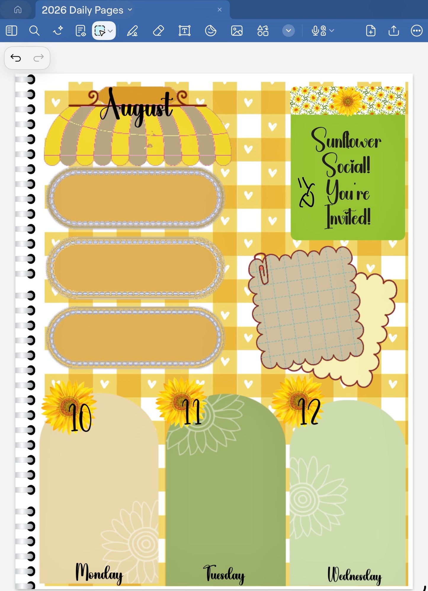 Sunflower Social! GoodNotes Sticker Bundle – Digital Planner Stickers for iPad, Pre-Cropped Aesthetic Stickers Pack (9600-BU)