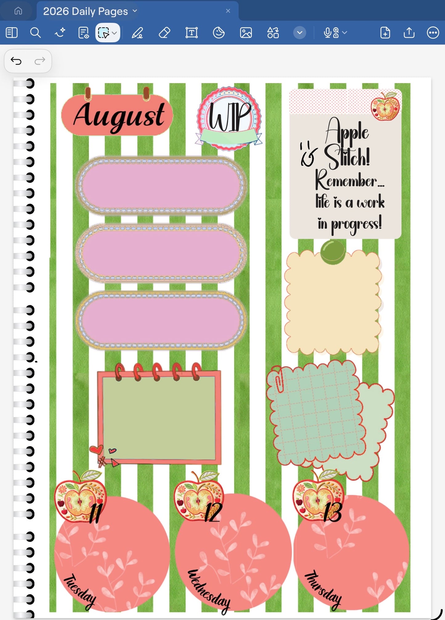 Apple Stitch! GoodNotes Sticker Bundle – Digital Planner Stickers for iPad, Pre-Cropped Aesthetic Stickers Pack (9700-BU)
