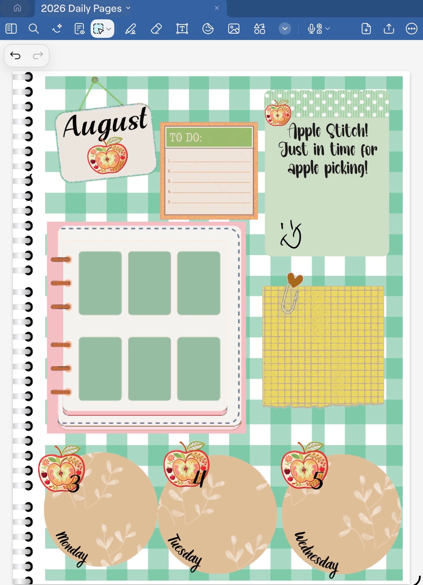 Apple Stitch! GoodNotes Sticker Bundle – Digital Planner Stickers for iPad, Pre-Cropped Aesthetic Stickers Pack (9700-BU)