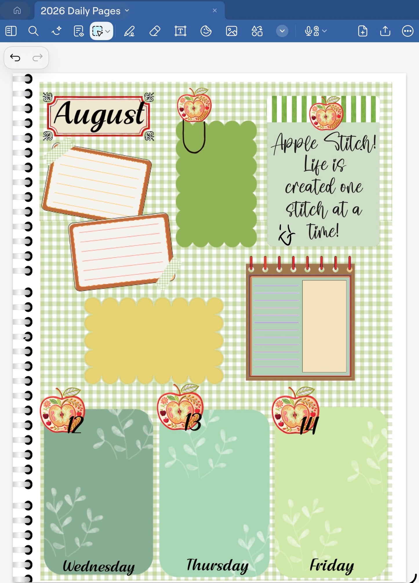 Apple Stitch! GoodNotes Sticker Bundle – Digital Planner Stickers for iPad, Pre-Cropped Aesthetic Stickers Pack (9700-BU)