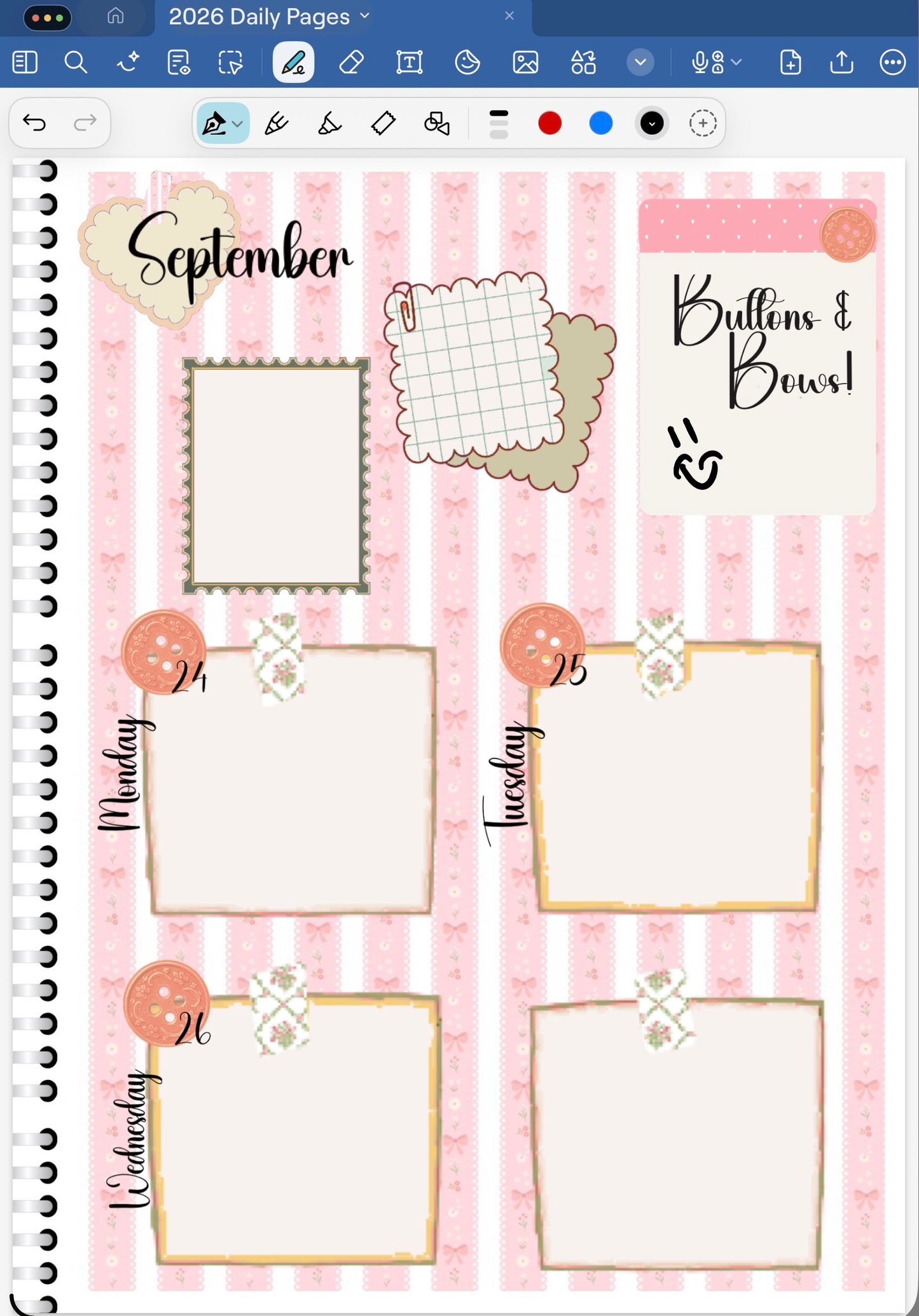 Buttons & Bows! GoodNotes Sticker Bundle – Digital Planner Stickers for iPad, Pre-Cropped Aesthetic Stickers Pack (9800-BU)