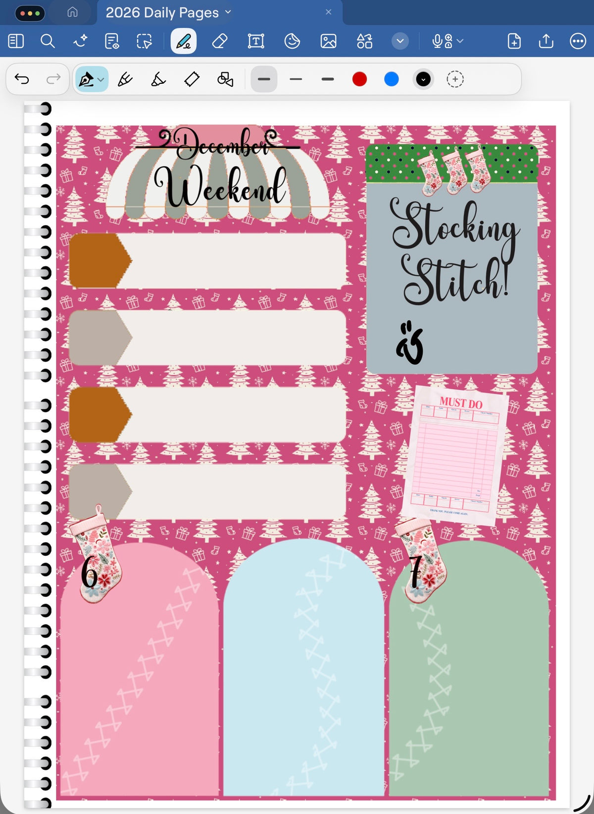 Stocking Stitch! GoodNotes Sticker Bundle – Digital Planner Stickers for iPad, Pre-Cropped Aesthetic Stickers Pack (9900-BU)