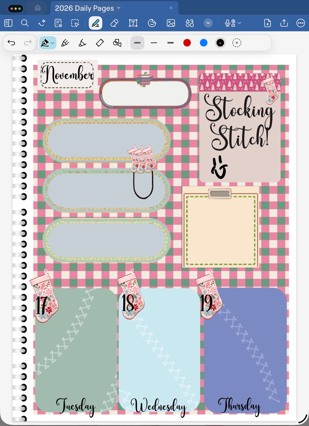 Stocking Stitch! GoodNotes Sticker Bundle – Digital Planner Stickers for iPad, Pre-Cropped Aesthetic Stickers Pack (9900-BU)