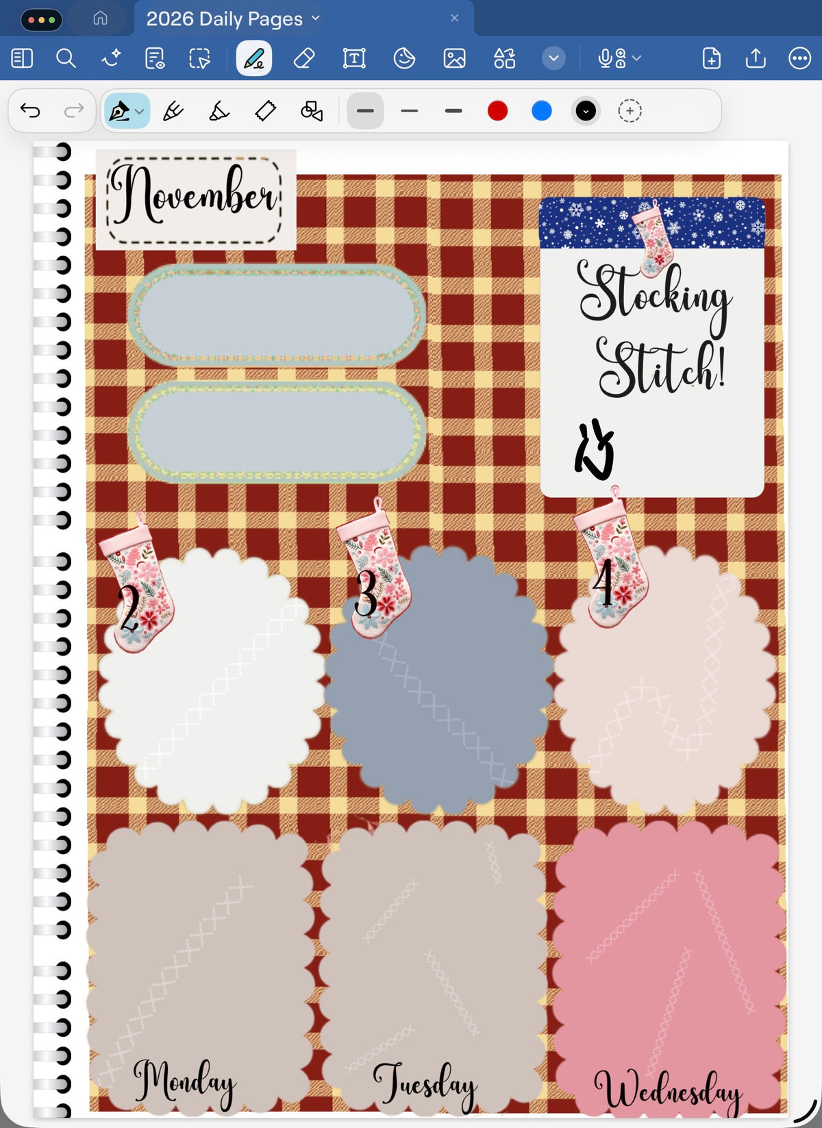 Stocking Stitch! GoodNotes Sticker Bundle – Digital Planner Stickers for iPad, Pre-Cropped Aesthetic Stickers Pack (9900-BU)