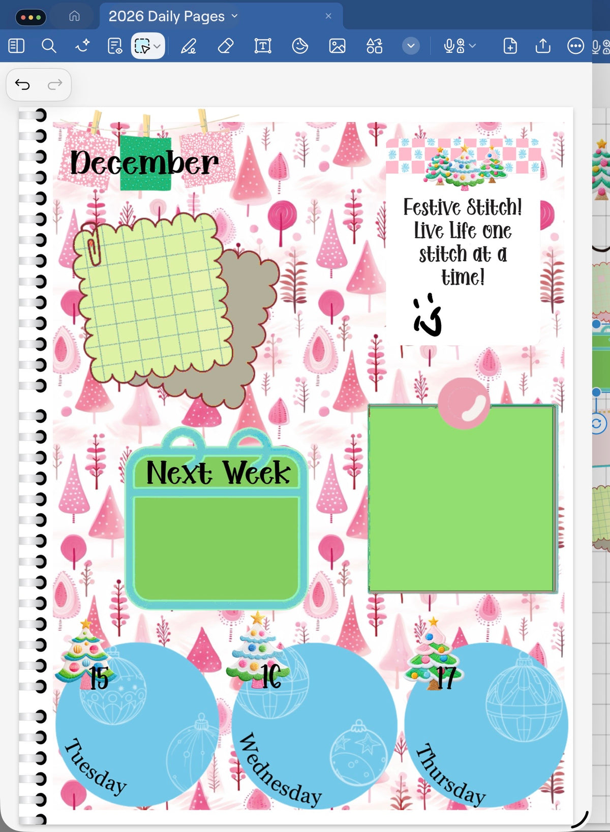 Festive Stitch! GoodNotes Sticker Bundle – Digital Planner Stickers for iPad, Pre-Cropped Aesthetic Stickers Pack (11000-BU)