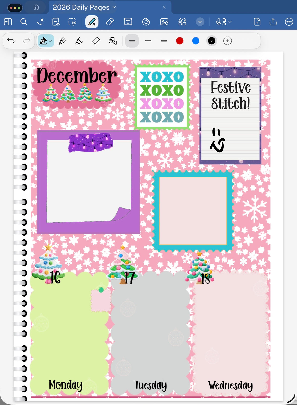 Festive Stitch! GoodNotes Sticker Bundle – Digital Planner Stickers for iPad, Pre-Cropped Aesthetic Stickers Pack (11000-BU)
