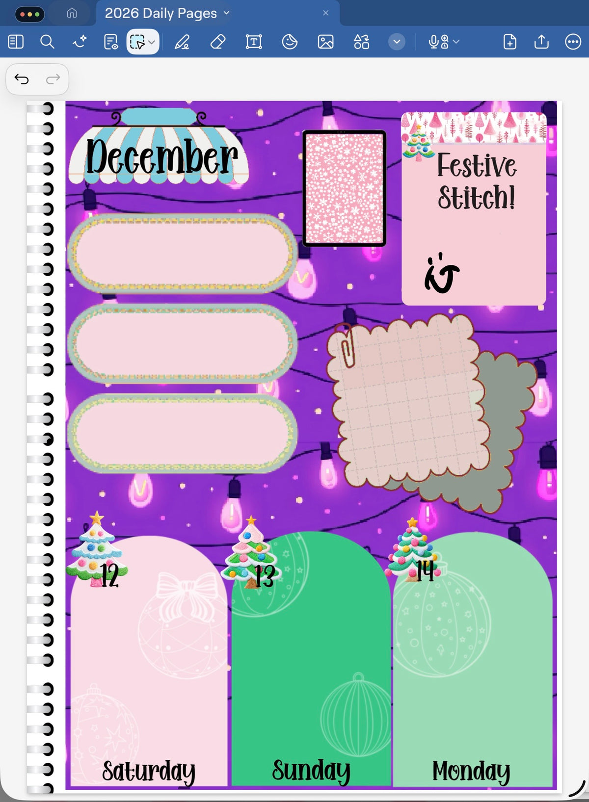 Festive Stitch! GoodNotes Sticker Bundle – Digital Planner Stickers for iPad, Pre-Cropped Aesthetic Stickers Pack (11000-BU)