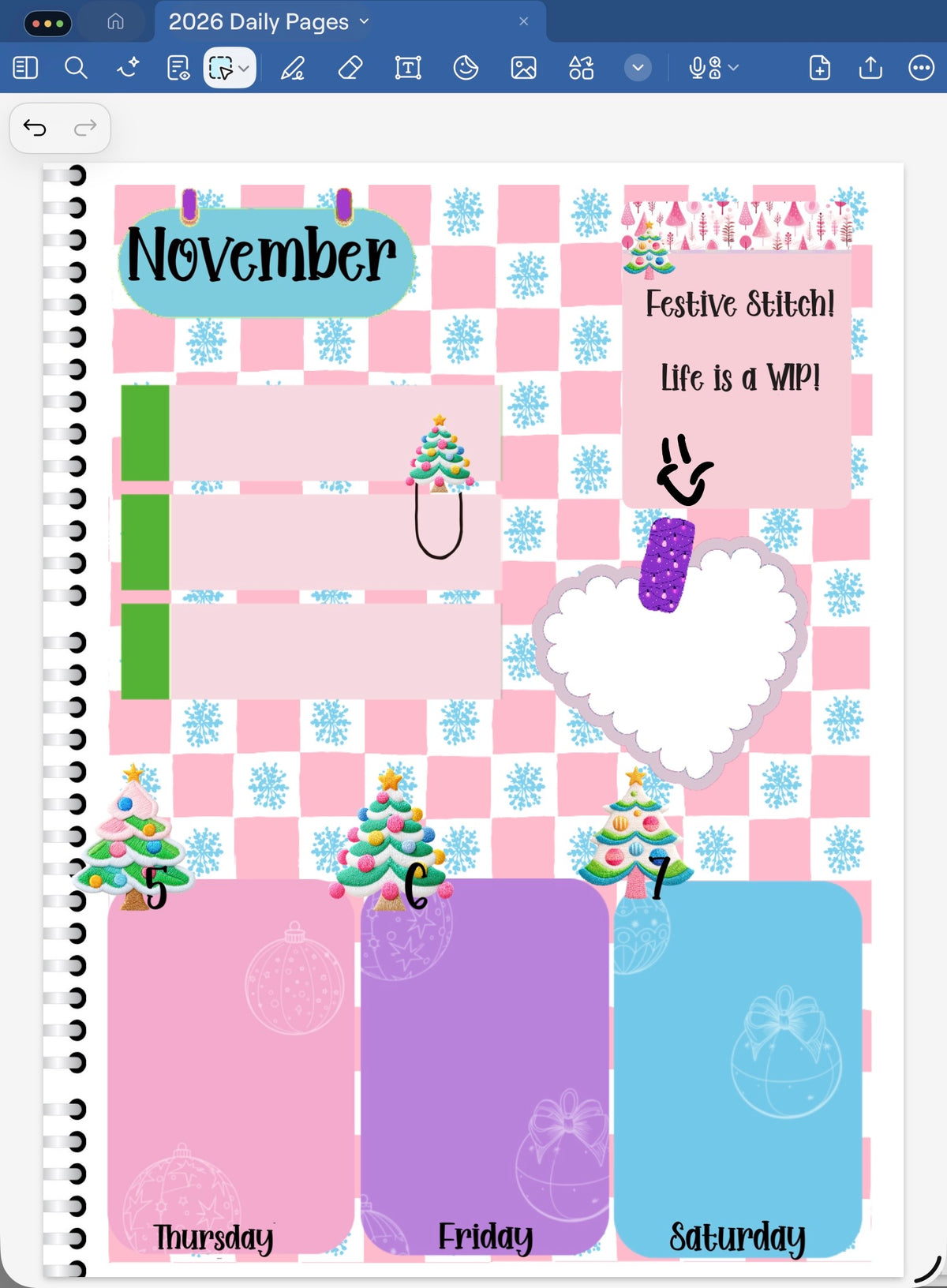 Festive Stitch! GoodNotes Sticker Bundle – Digital Planner Stickers for iPad, Pre-Cropped Aesthetic Stickers Pack (11000-BU)