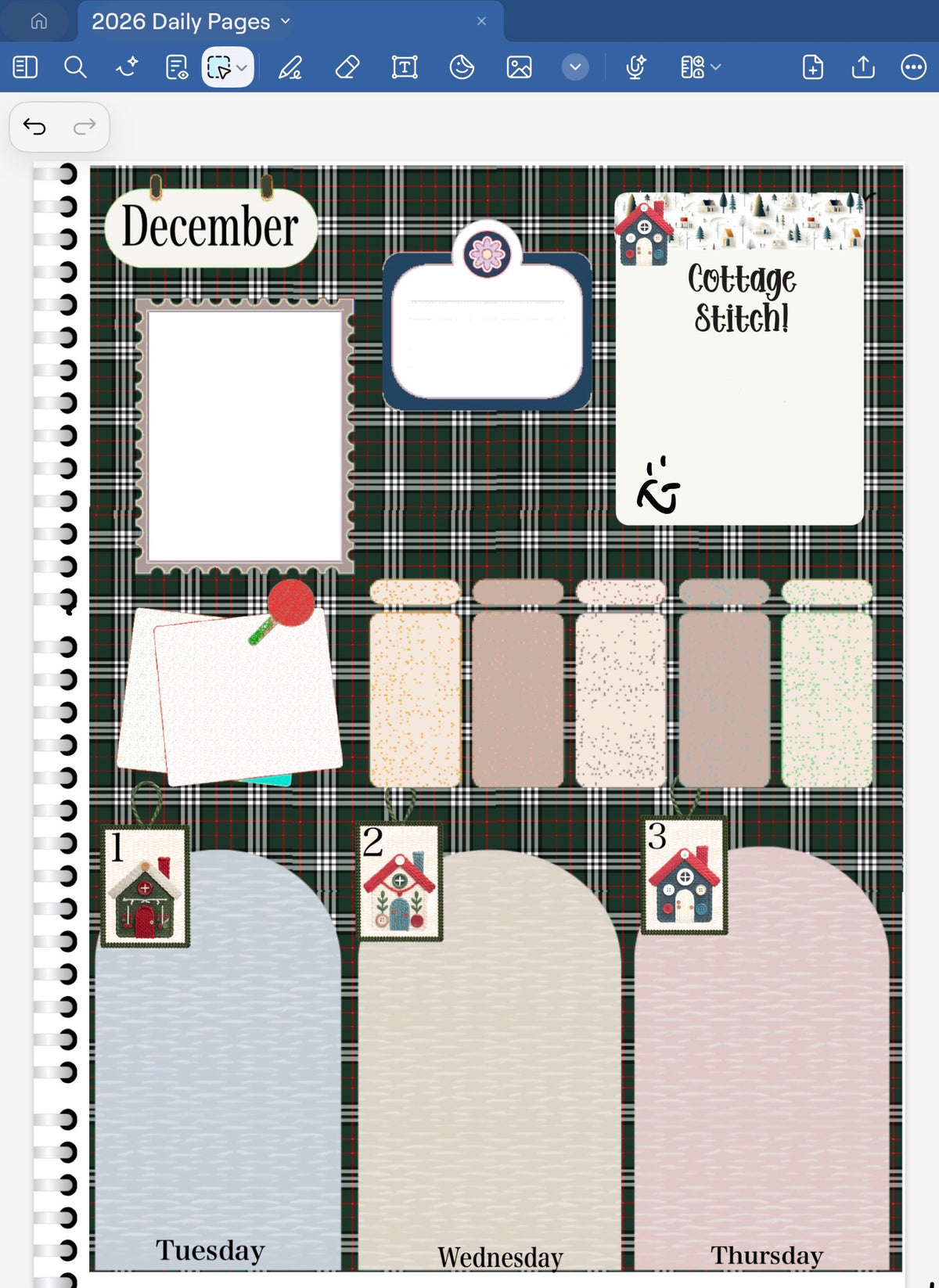 Cottage Stitch! GoodNotes Sticker Bundle – Digital Planner Stickers for iPad, Pre-Cropped Aesthetic Stickers Pack (13000-BU)