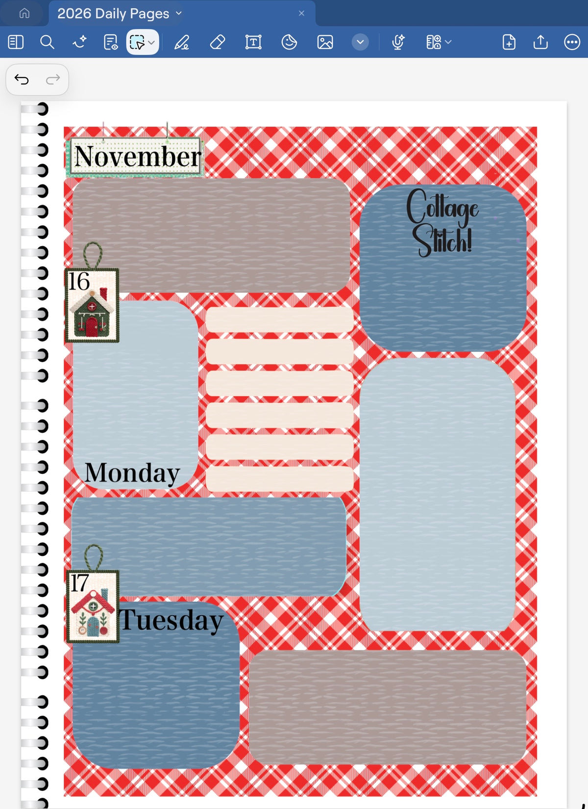 Cottage Stitch! GoodNotes Sticker Bundle – Digital Planner Stickers for iPad, Pre-Cropped Aesthetic Stickers Pack (13000-BU)