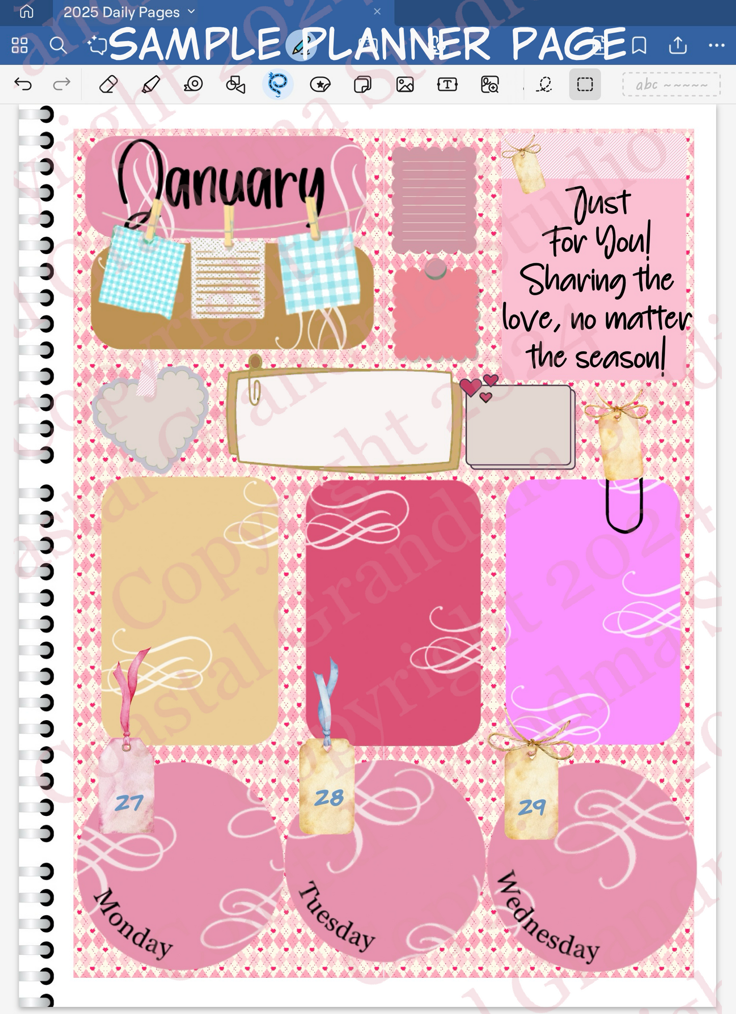 Just For You! Full Rectangles Digital Pre-Cropped Stickers For Goodnotes (5700-FR)