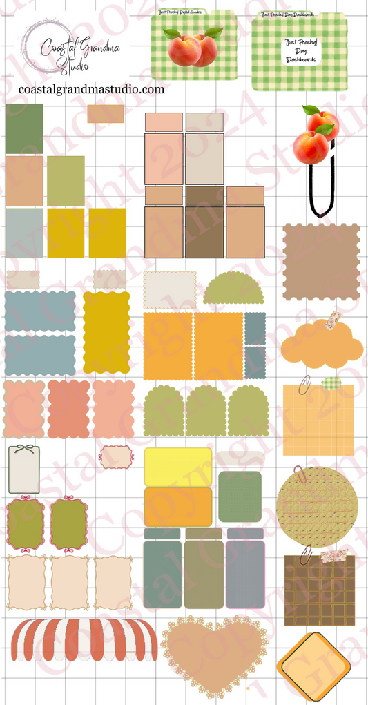Just Peachy! Day Dashboards Digital Pre-Cropped Stickers For Goodnotes (7600-DDA)