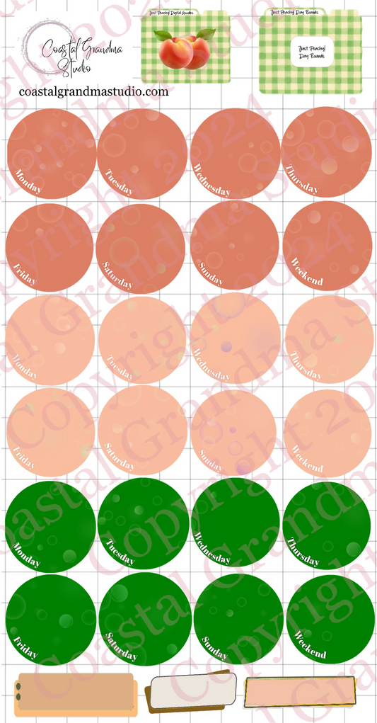Just Peachy! Day Rounds Digital Pre-Cropped Stickers For Goodnotes (7600-DR)