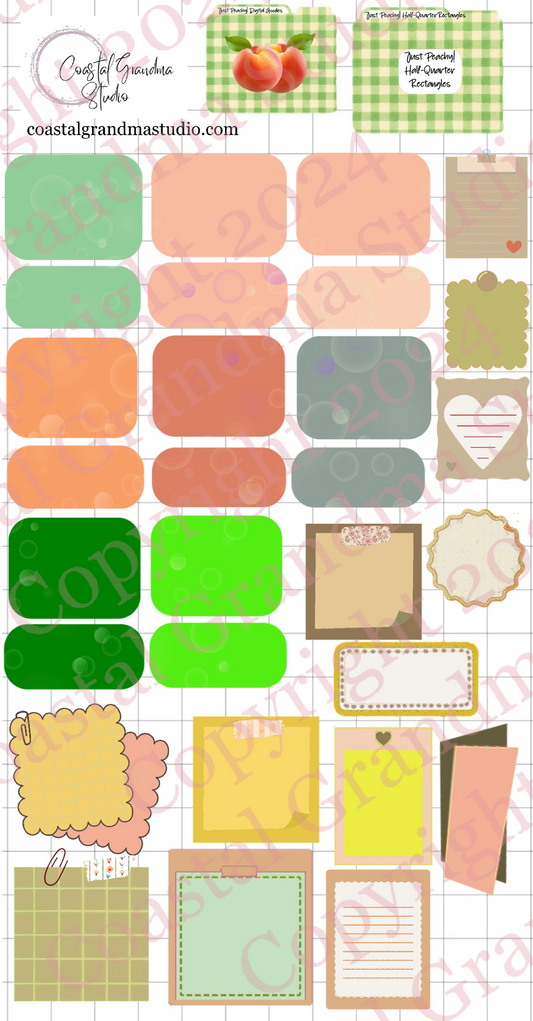 Just Peachy! Half/Quarter Rectangles Digital Pre-Cropped Stickers For Goodnotes (7600-HQ)