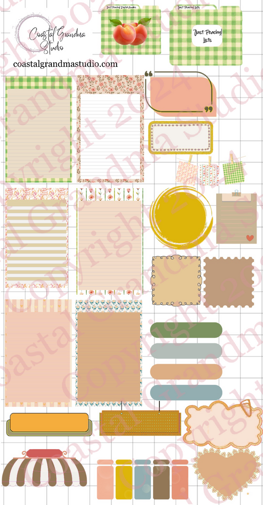 Just Peachy! Lists & Stuff Digital Pre-Cropped Stickers For Goodnotes (7600-LS)