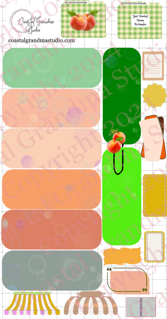 Just Peachy! Skinny Rectangles Digital Pre-Cropped Stickers For Goodnotes (7600-SR)