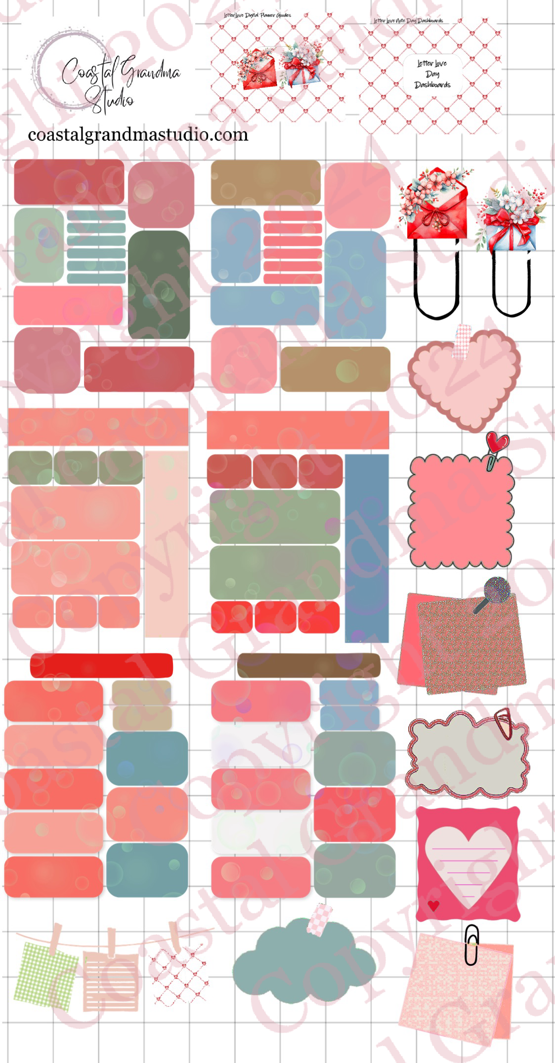 Letter Love Day Dashboards Digital Pre-Cropped Stickers For Goodnotes (4900-DDA)