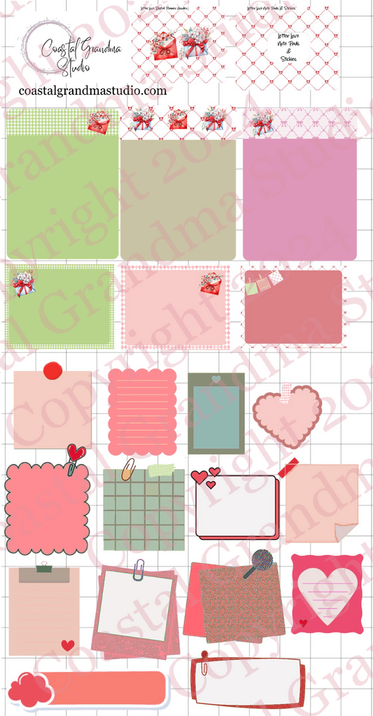 Letter Love!  Note Pads & Stickers Download Pre-Cropped Stickers For Goodnotes (4900-NP)