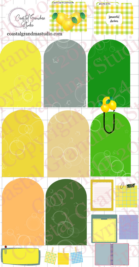 Limoncello! Arches Digital Pre-Cropped Stickers For Goodnotes (7100-A)