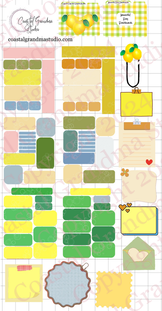 Limoncello! Day Dashboards Digital Pre-Cropped Stickers For Goodnotes (7100-DDA)