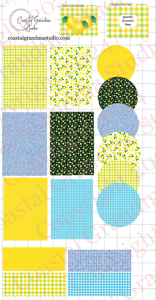 Limoncello! Decorative Papers & Goodies Digital Pre-Cropped Stickers For Goodnotes (7100-PG)