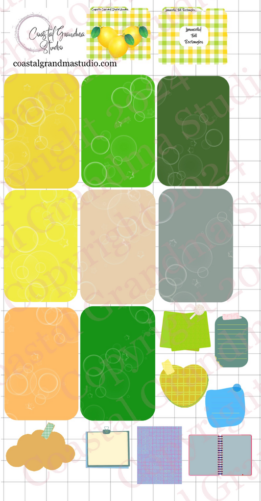 Limoncello! Full Rectangles Digital Pre-Cropped Stickers For Goodnotes (7100-FR)