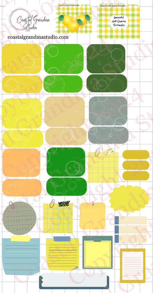 Limoncello! Half/Quarter Rectangles Digital Pre-Cropped Stickers For Goodnotes (7100-HQ)