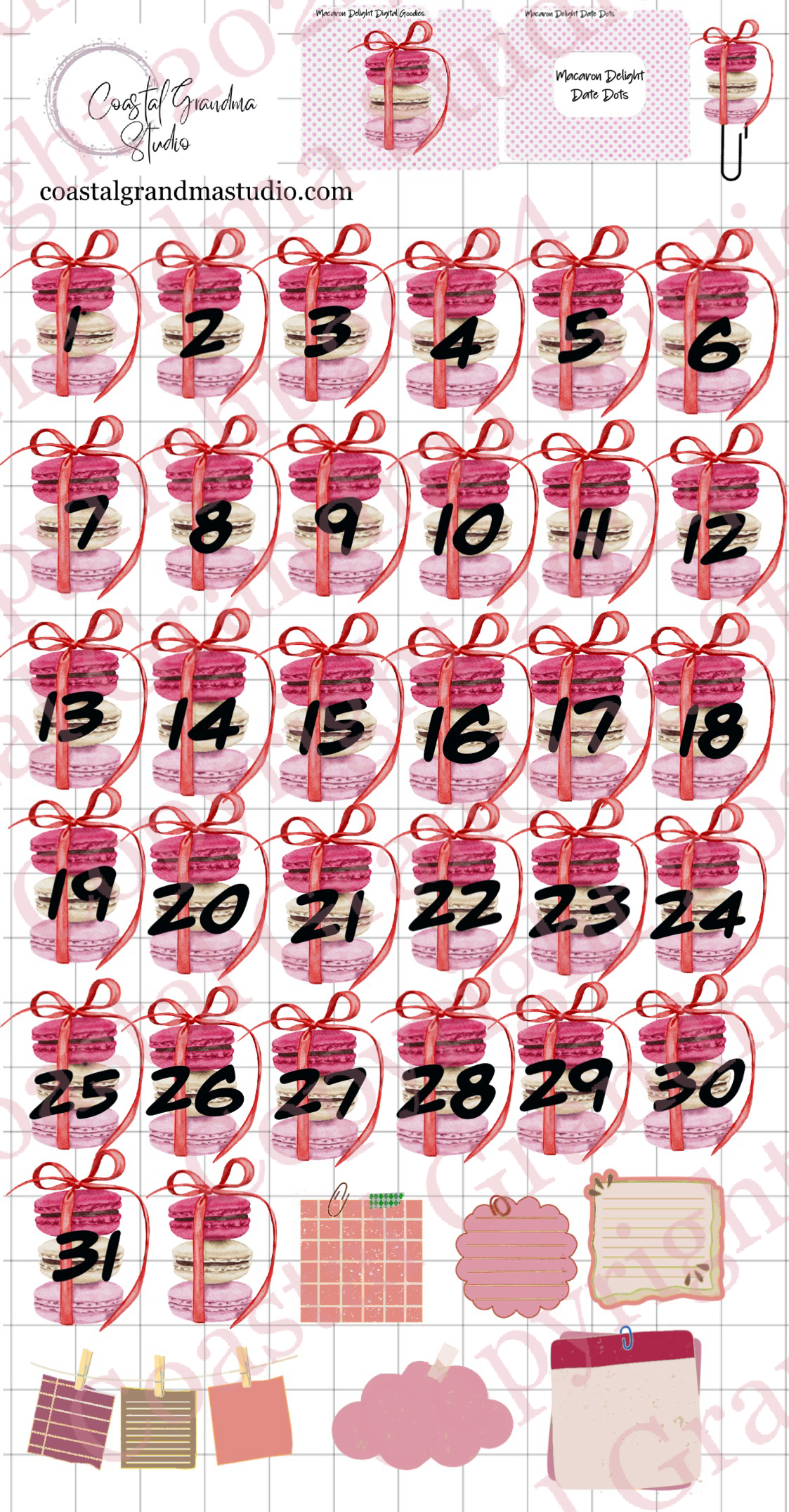 Macaron Delight! Pre-Cropped Digital Sticker Bundle (4700-BU)