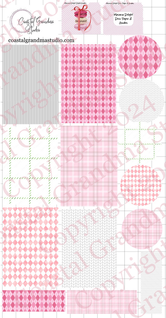 Macaron Delight! Decorative Papers & Goodies Download Pre-Cropped Stickers For Goodnotes (4700-PG)