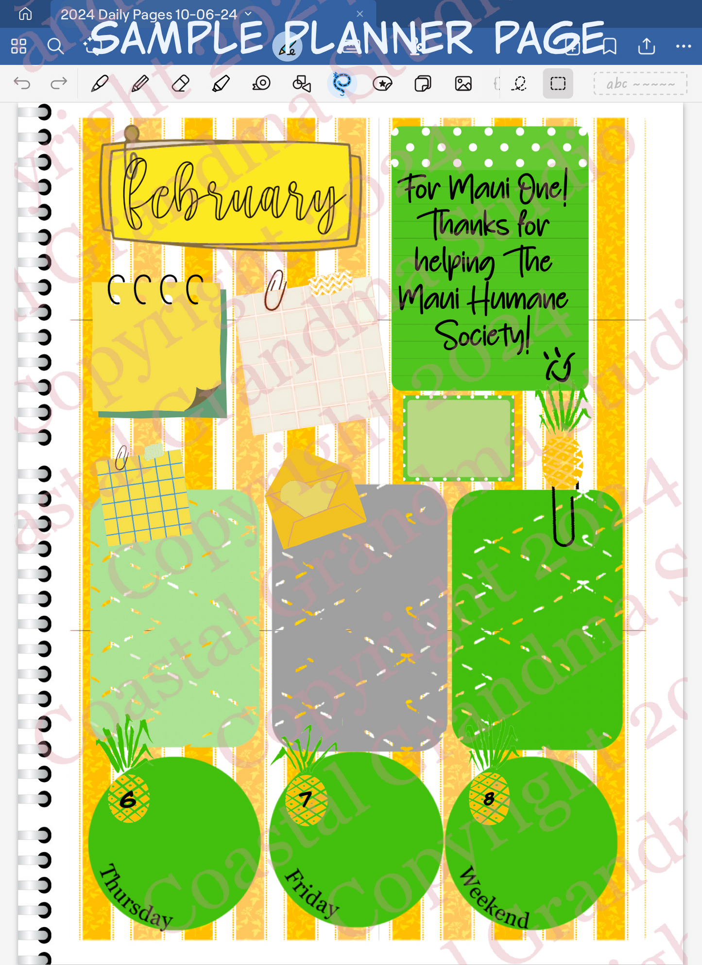 For Maui With Love One! Skinny Rectangles Digital Pre-Cropped Stickers For Goodnotes (5300-SR)