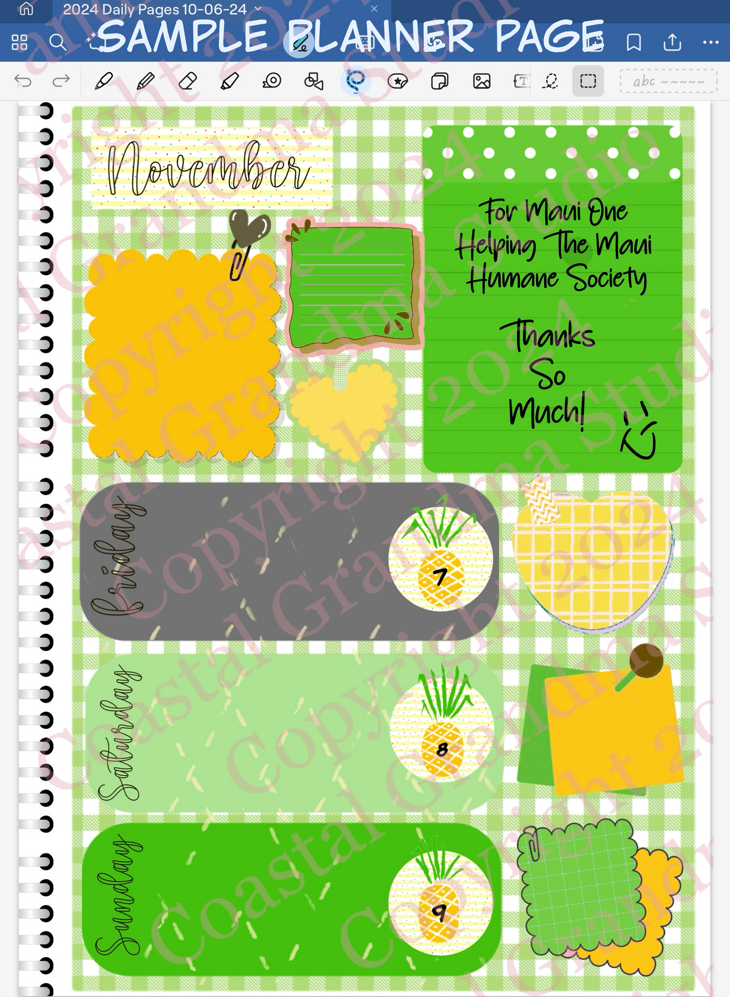 For Maui With Love One! Skinny Rectangles Digital Pre-Cropped Stickers For Goodnotes (5300-SR)