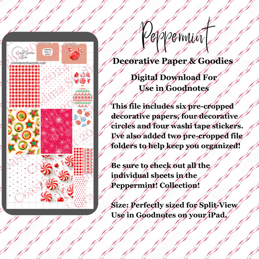 Peppermint! Decorative Papers & Goodies Download Pre-Cropped Stickers For Goodnotes (4300-PG)