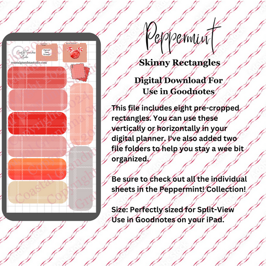 Peppermint! Skinny Rectangles Download Pre-Cropped Stickers For Goodnotes (4300-SR)