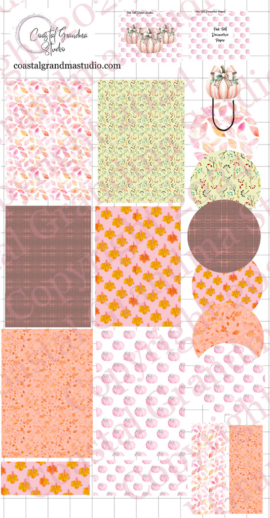 Pink Fall! Decorative Papers & Goodies Digital Pre-Cropped Stickers For Goodnotes (7800-PG)