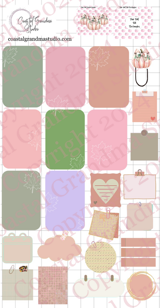 Pink Fall! Full Rectangles Digital Pre-Cropped Stickers For Goodnotes (7800-FR)