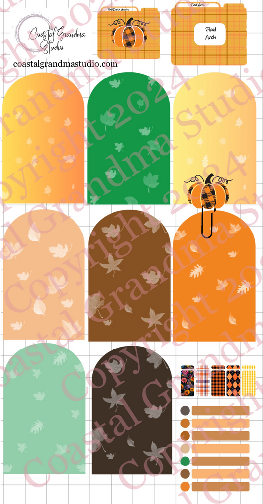 Plaid Pumpkin! Arches Download Pre-Cropped Stickers For Goodnotes (4000-A)