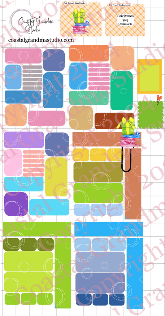 Posh Presents! Day Dashboards Digital Pre-Cropped Stickers For Goodnotes (4400-DDA)