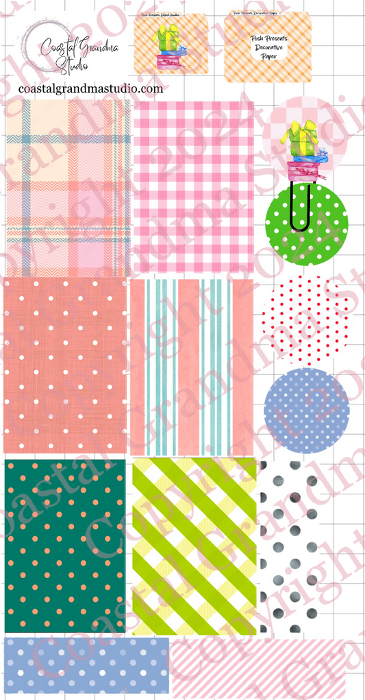 Posh Presents! Decorative Papers & Goodies Download Pre-Cropped Stickers For Goodnotes (4400-PG)